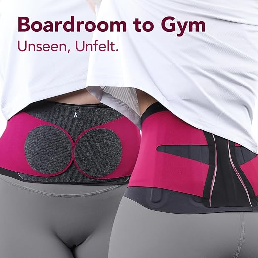 0.5mm Ultra Thin Back Brace for Women for All-Day Wear & Support | Slim Fit, Seamless, Wear under Clothes, Removable Lumbar Pad, Invisible Back Support, Adjustable Compression Back Pain Relief