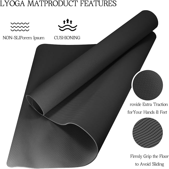 VTORY Extra Large Yoga Mat 6'x 4', (6mm /8mm), Thick Workout Mat | Non-Slip, Durable Exercise Mat for Home , Yoga, Pilates, Stretching