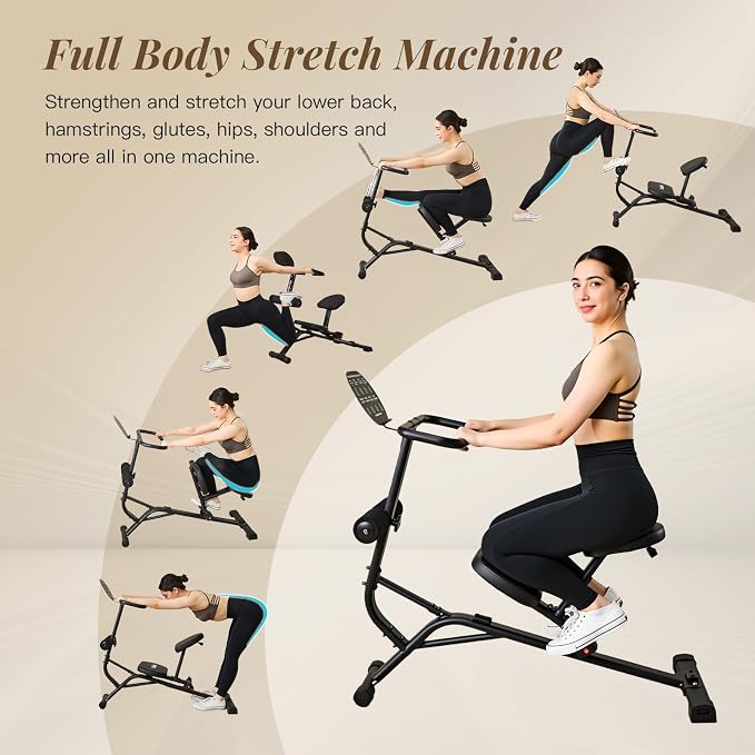 Full Body Stretching Bench, Seated Posture Back Traction Device for Lower Back Pain Relief, Spinal Traction, Sitting Stretching Tool for Home Gym and Office