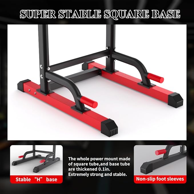 K KINGKANG Pull Ups Dip Station,Power Tower for Home Gym Fitness Exercise | Multi-Function Power Tower, 400Lbs Capacity, 6-Level Adjustable Height, Thick Leather Cushions, Space-Saving Desig