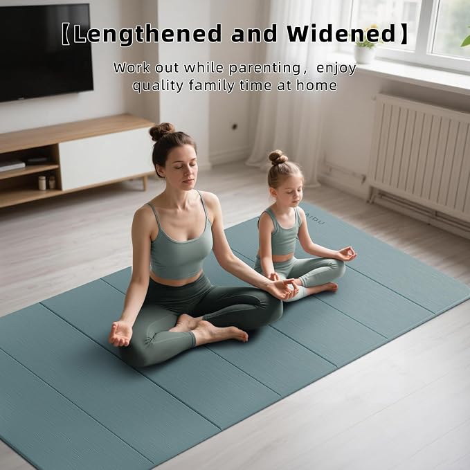 PAIDU Foldable Yoga Mat (10MM) 75‘’x40‘“ Quick Fold，Easy Storage | TPE Non-Slip Design, Ea Extra Long/Wide for Indoor Yoga, Pilates and Outdoor Travel Workouts