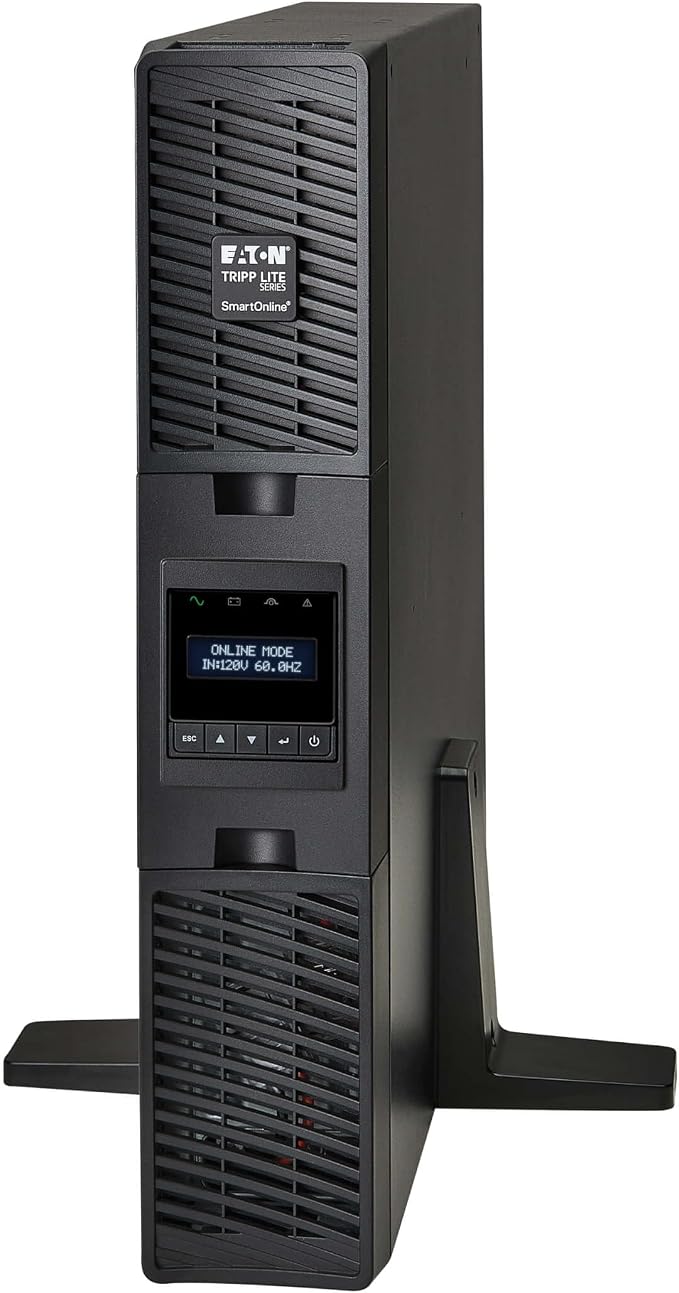Eaton Tripp Lite Series SmartOnline 1000VA UPS, Pure Sine Wave Double-Conversion, 900W, 2U Rack Mount UPS, Extended Run, Network Card Option, LCD, 2 Year Warranty & $250,000 Insurance (SU1000RTXLCD2U)