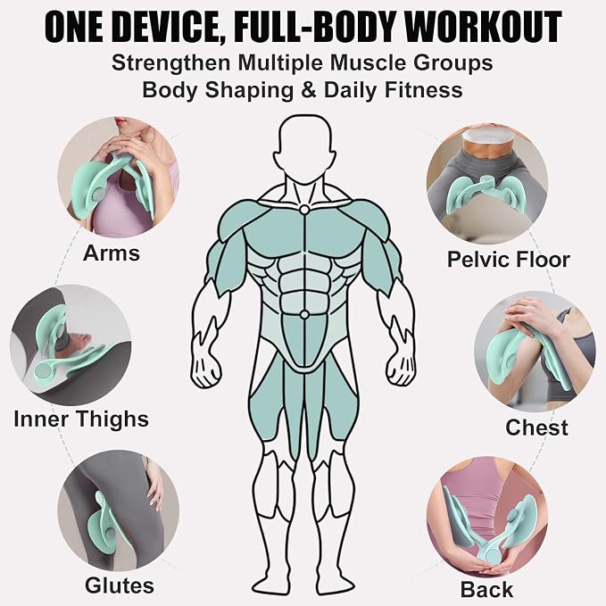 Pelvic Floor Exercise Devices 35lb Resistance Kegel Thigh Trainer with Band | Pelvic Floor Muscle Training, Inner Thigh Exerciser, Postpartum Recovery Support for Women, Suitable for Women and Men