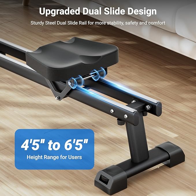 Dripex Rowing Machines for Home, Upgraded Rowing Machine Max 350 LBS, Magnetic Rower with 16 Levels of Workout Resistance, Dual Slide Rail, App Supported, LCD Monitor, Row Machine for Gym Exercise
