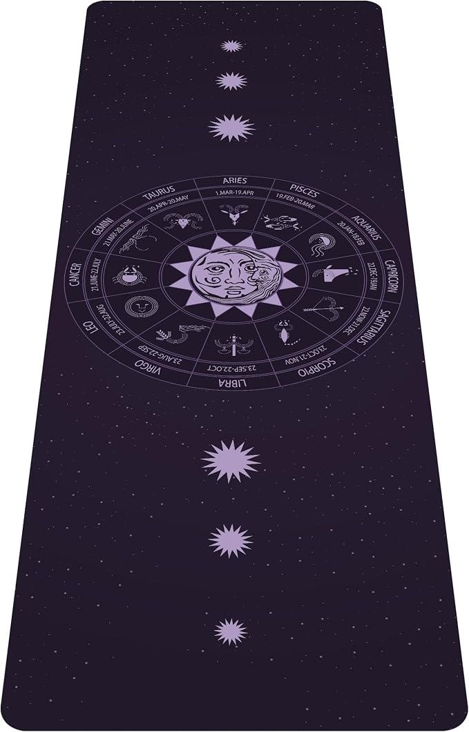 nuveti Printed Travel Yoga Mat 1/16 Inch Thick Non Slip Fitness Workout Mat | with Carrying Bag, Foldable Lightweight Suede & Natural Rubber Yoga Mat for Yoga Pilates and Fitness 72" L x 24" W x 1.5mm
