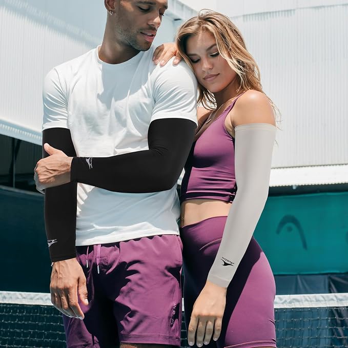 Achiou Volleyball Arm Sleeves for Women, Cooling Ice Silk Sun Sleeves Youth | Summer Ice Silk Compression Sleeves, UPF 50+ UV Protection, Perfect for Teen Girls & Women Outdoor Sports, Anti-slip Silicone