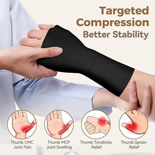 Thumb Compression Sleeves（1 Pair）, CMC Thumb Brace Support for Arthritis, Tendonitis & Sprain, Lightweight Thumb Hand Wrist Brace for Left & Right Hand - M size