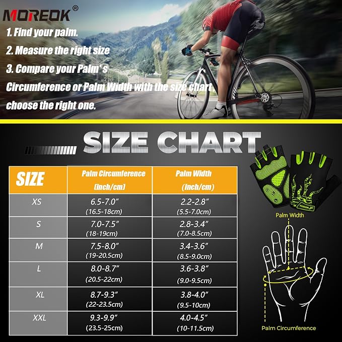 Cycling Gloves Bike Bicycle Gloves, Half Finger 5MM Gel Anti-Slip | Biking Gloves for Men Women Gym workout exercise Motorcycle Hiking Rowing Outdoor Sports