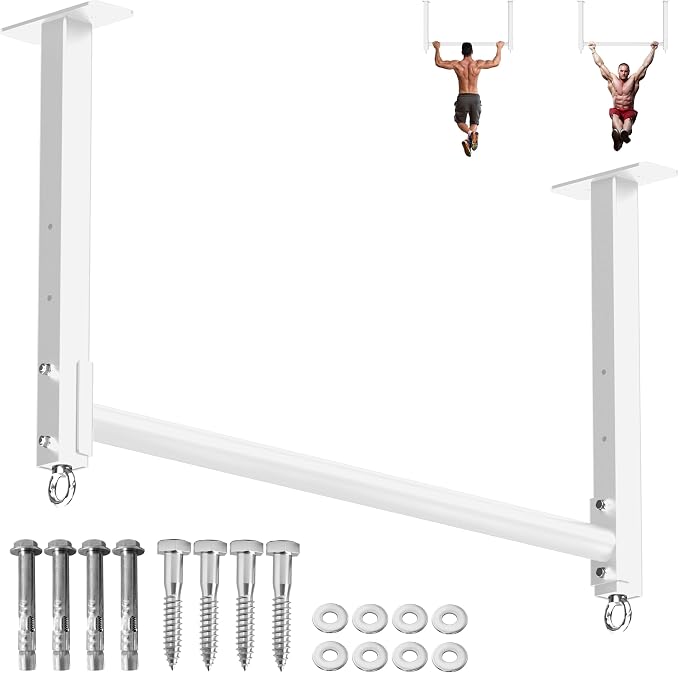 Ceiling Mounted Pull Up Bar, Heavy Duty 700 LBS Multi Grip Pull Up Bars, 16"/24" Rafter Chin Up Bar, Ceiling Joist for Garage/Gym/Basement with Comfortable Grip & Round Anchors, Easy to Install