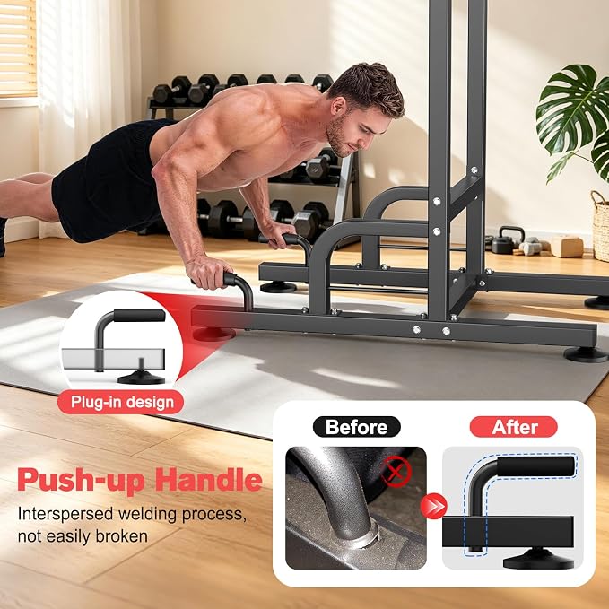 RELIFE REBUILD YOUR LIFE Power Tower Pull Up Bar Station Workout Dip Station for Home Gym Strength Training Fitness Equipment