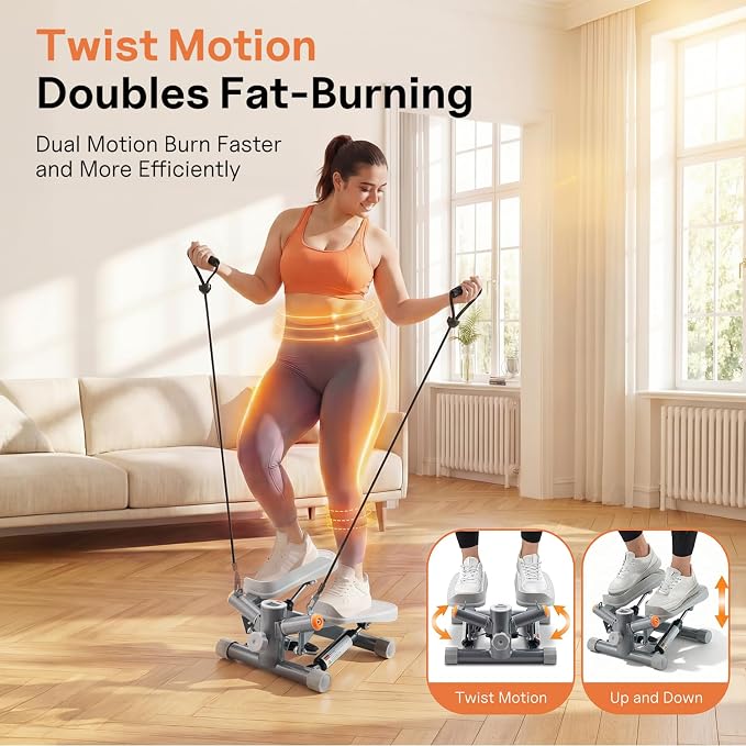 YYJO Steppers for Exercise at Home, Mini Stepper with Resistance Bands Quiet Portable Stair Stepper for Buttocks Lifting and Body Shaping