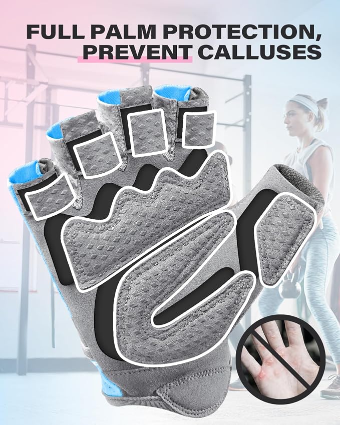 Workout Gloves for Men & Women, Enhanced Grip, Full Palm Protection | Breathable and Durable Gloves for Weight Lifting, Gym Training, Pull Ups, Strength Training and Fitness Workouts