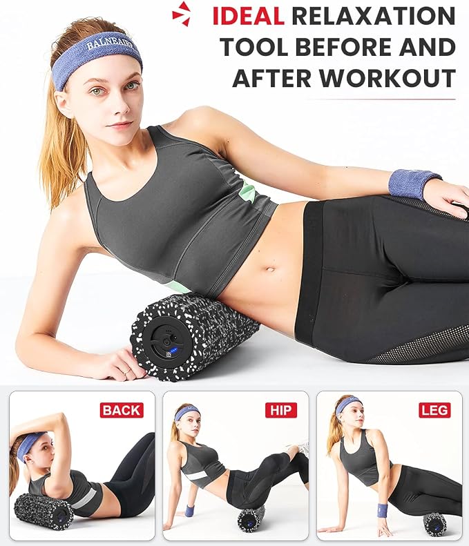 FITINDEX Vibrating Foam Roller for Exercise,4 Vibration Speeds,Rechargeable | Electric Textured Roller for Deep Tissue Massage, High-Density EVA Foam for Back, Legs & Shoulders, Portable, Pre-Workout