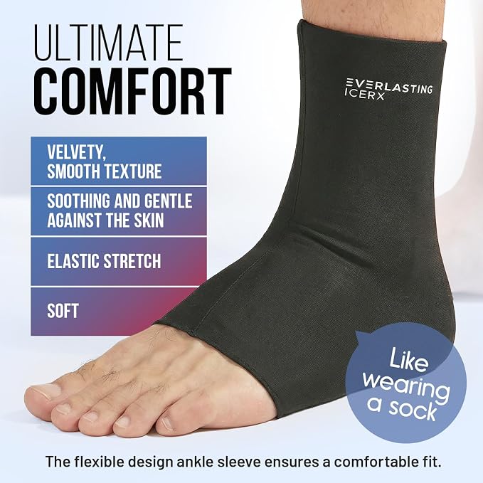 Ankle Compression Sleeve for Achilles Tendonitis Relief, Ankle Ice Pack Wrap, Foot Brace Sprained Ankle Support for Women and Men, Freeze Cold Packs for Plantar Fasciitis