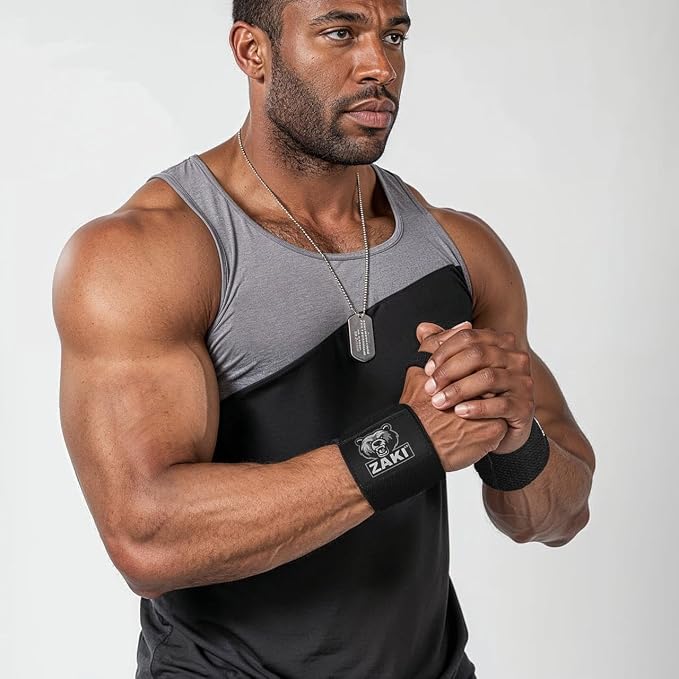 18 Inch Weightlifting Wrist Wraps with Thumb Loop, Adjustable Wrist Support Straps for Gym, Powerlifting, Bench Press, Strength Training, Black Pair