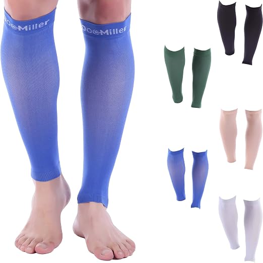 Doc Miller Calf Compression Sleeves 30-40 mmHg for Men & Women, 1 Pair | Knee High, Medical Grade, Footless Compression Socks, Shin Splints, Leg Swelling, Varicose Veins, Wide Calf, Nurses, Recovery