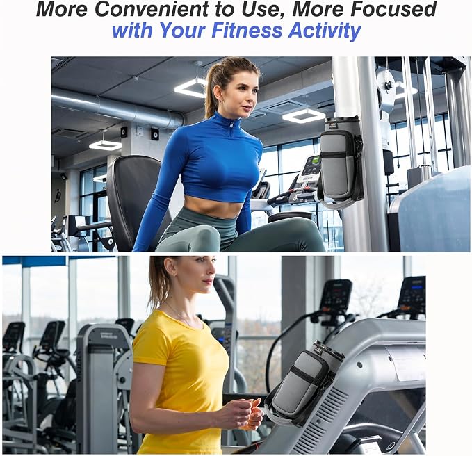Nuovoware Magnetic Gym Bag, 25oz/32oz, Water Bottle Carrier Holder, Grey | Adjustable Shoulder Strap, 2 Pocket, Sports Sling Neoprene Sleeve, for Hiking Travelling Camping