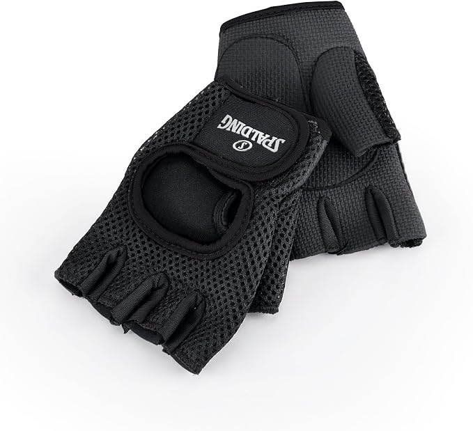 Spalding - Gym Gloves, Mesh Workout Gloves with Foam Padded Palm for Grip, Lightweight & Breathable, One Size Fitness Training Gloves for Weightlifting Exercise