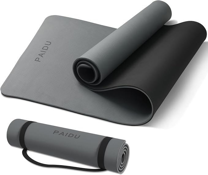 PAIDU POE Yoga Mat （10mm）Extra Thick Fitness Mat 72"x24" with Carry Strap | Non-slip, tear-resistant and suitable for all ages, perfect for yoga, Pilates, home gym and full-body workouts.