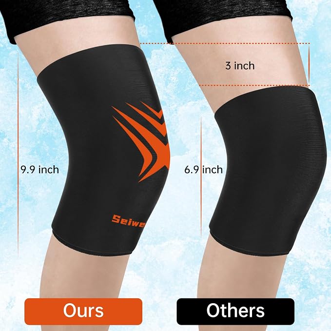 Extended Leg Knee Ice Pack Wrap Sleeve for Knees Injuries Reusable 2 Pack | Gel Freeze Knees Brace for Swelling, Replacement Surgery, Cold Compress Therapy for Arthritis, Meniscus Tear and ACL Gift