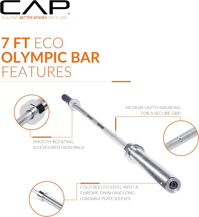 CAP Barbell Olympic Weight Set with 7ft Barbell & Bumper Plates | 160-370 lbs | Multiple Options
