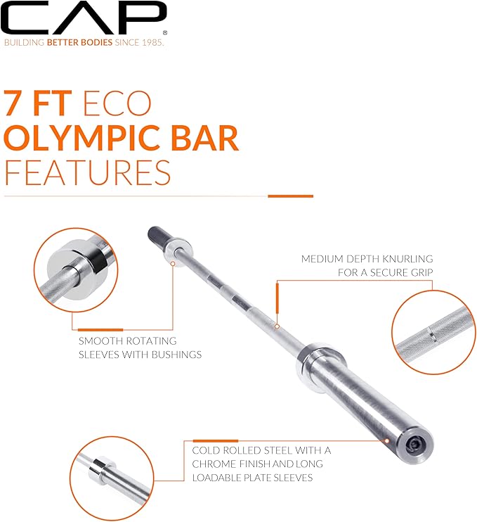 CAP Barbell Olympic Weight Set with 7ft Barbell & Bumper Plates | 160-370 lbs | Multiple Options