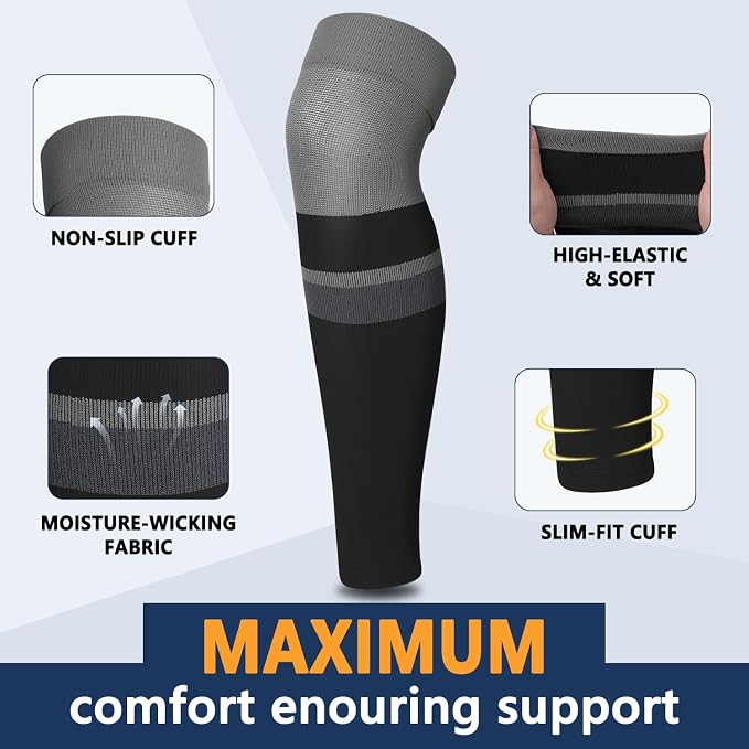 CTHH Calf Compression Sleeve for Men & Women Footless Compression Socks | 3 Pairs Graduated Compression Leg Sleeve Support for Shin Splints Pain Relief Running Flying Cycling Fitness Nurse