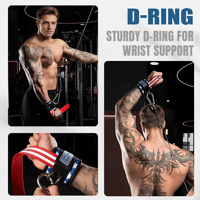 M MANUEKLEAR Wrist Straps for Weightlifting, Gym Lifting Straps with D Rings for Cable Machine,Weight Lifting Wrist Wraps for Men Women
