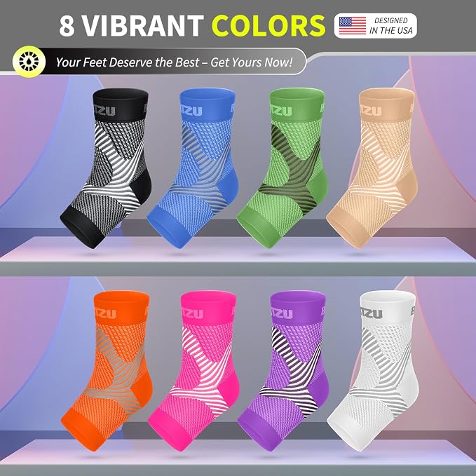 BLITZU Compression Socks for Plantar Fasciitis, Foot, Arch & Ankle Support | Open Toe Ankle Brace, Women & Men, Stabilizing Sleeve Wrap, Achilles Tendonitis, Neuropathy, Arthritis, Swelling & Heel Pain