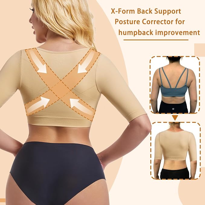 ONEW Upper Arm Shaper Compression Sleeves For Women Post Surgery Slimming Posture Corrector Tops Shapewear