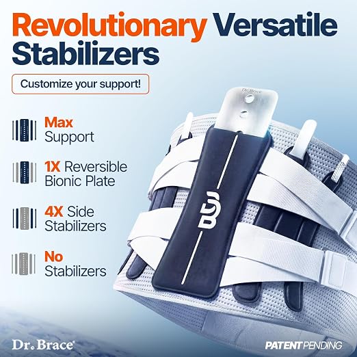 DR. BRACE® Lower Back Brace for Men & Women for Lower Back Pain Relief, Revolutionary Versatile Splints System & Removable Lumbar Pad, Adjustable & Breathable Back Support Brace