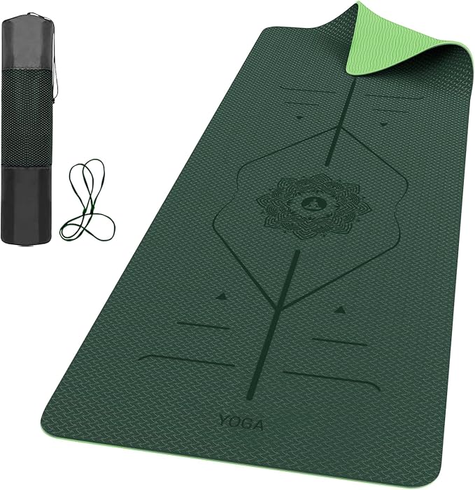 ROMIX Pro Yoga Mat Thick 6mm (1/4 inch), 72"L x 24"W Non-Slip Workout Mat with Alignment Lines, Large Yoga Mats for Women Men With Carry Bag, Exercise Mats for Home Workout Training Equipment