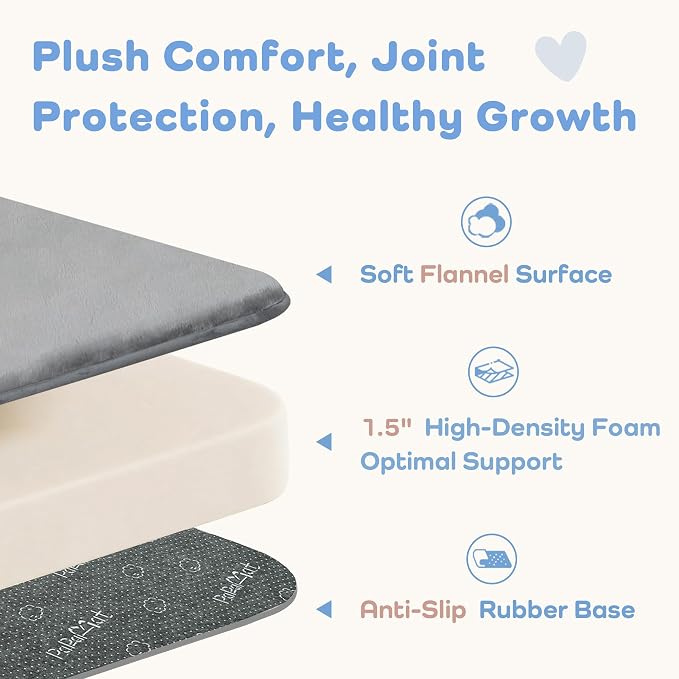 1.5" Thick Baby Play Mat for Floor 59x79 Soft Foam Mats, Dark Grey | Memory Mat for Baby to Play, Waterproof Easy Care with Non-Slip Tummy Time Play Mat for Nursery Playroom Classroom