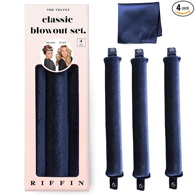 Classic Heatless Curls Overnight Rods No Heat Hair Curlers to Sleep Jumbo Foam Large Hair Rollers for Medium Long Hair Blowout Look, Heatless Flexible Curling Rod Set with Satin Wrap for Sleeping