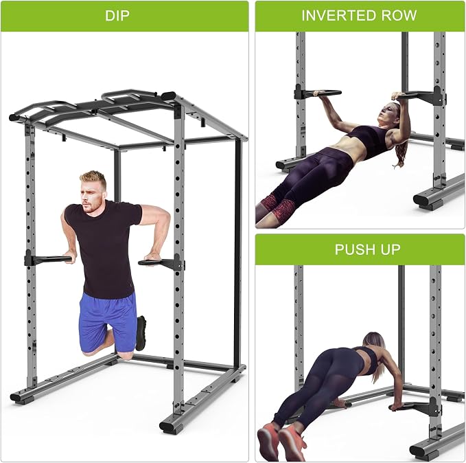 SELEWARE Dip Bar Attachment for Power Rack, 2 x 2 Tube, Multi Grip Handle | Fully Welded Steel Design, Stable Support for Dips, Pull Ups and Strength Training, Ideal for Home Gym Workouts