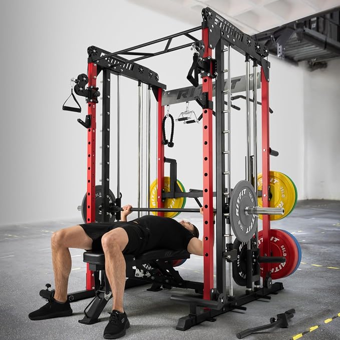 RitFit M1 Pro Smith Machine Cable Crossover Power Cage Home Gym