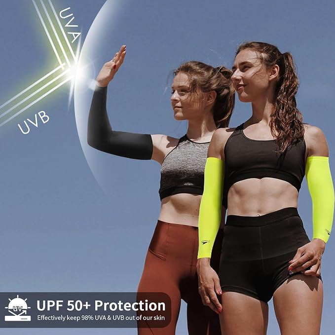 Achiou Volleyball Arm Sleeves for Women, Cooling Ice Silk Sun Sleeves Youth | Summer Ice Silk Compression Sleeves, UPF 50+ UV Protection, Perfect for Teen Girls & Women Outdoor Sports, Anti-slip Silicone
