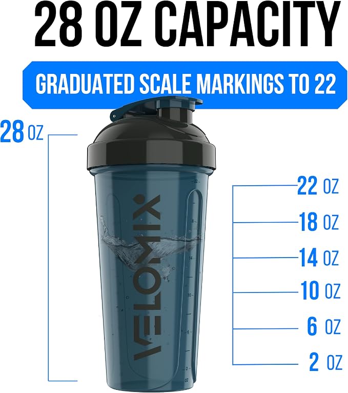 VELOMIX 2 Pack 28oz Protein Shaker Bottle for Protein Mixes, ColorBurst | 2x Wire Whisk, Leak Proof Shaker Cups for Protein Shakes, Stackable, Dishwasher safe, BPA free, Pre Workout and Fitness ready
