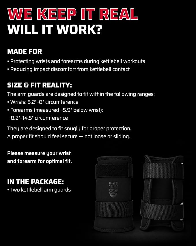 THEFITGUY Kettlebell Wrist & Forearm Guards for Men & Women, 7mm (Pair) | Impact-absorbing neoprene with adjustable straps and flexible no-insert comfort for cleans, snatches and presses