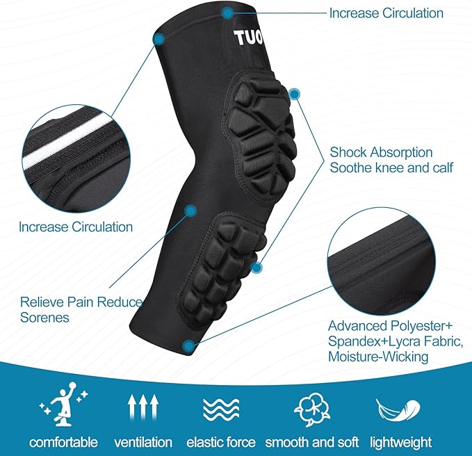 Padded Arm Sleeves Elbow Forearm Crashproof Pads Compression Protection for Football Volleyball Basketball 2 Pack