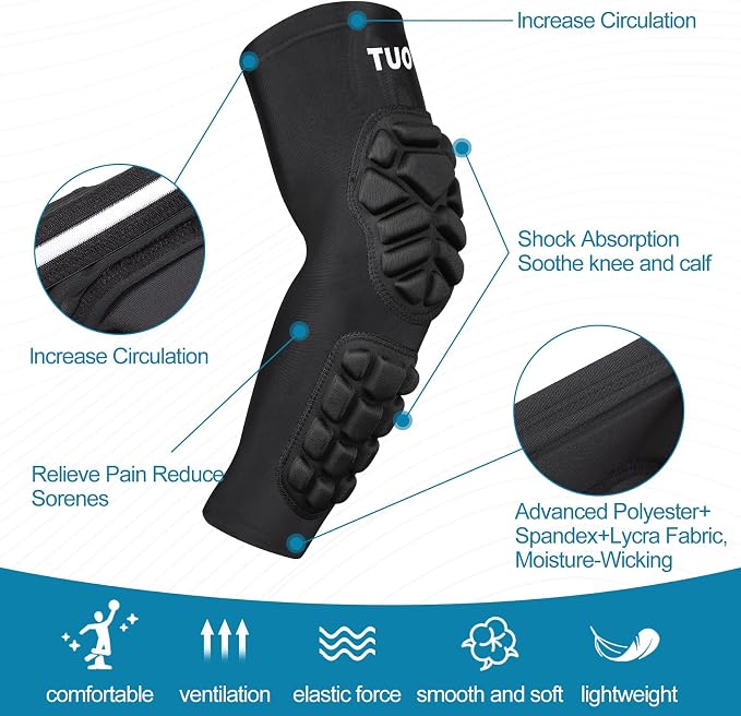 Padded Arm Sleeves Elbow Forearm Crashproof Pads Compression Protection for Football Volleyball Basketball 2 Pack