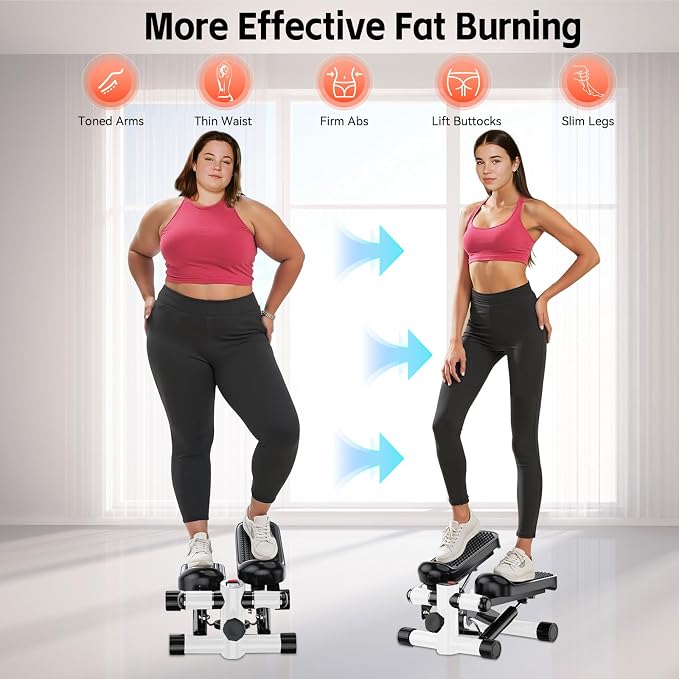 Steppers for Exercise at Home, Mini Stepper with Resistance Bands for Full Body Workout, Portable Stair Stepper for Home, Smooth and Quiet, Stepper Machine with LCD Monitor
