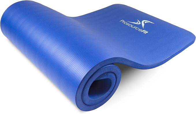 ProsourceFit Extra Thick Yoga and Pilates Mat 1/2” (13mm) or 1" (25mm), 71-inch Long High Density Exercise Mat with Comfort Foam and Carrying Strap