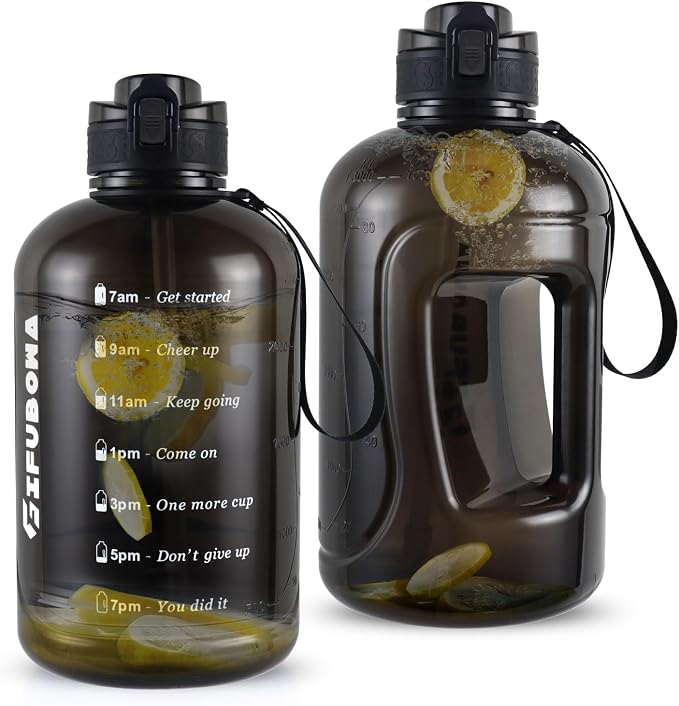 3l Big Water Bottle 3 Liter with Straw | Leak Proof Clear Motivational Time Marker Drink XL Jug Handle for Sports Gym
