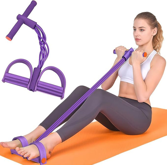 Resistance Bands with Handles, 6-Tube Elastic Pedal Resistance Band for Working Out, Durable Natural Rubber Exercise Bands, Multifunction Exercise Equipment for Abdomen, Waist, Arm, Leg Stretching