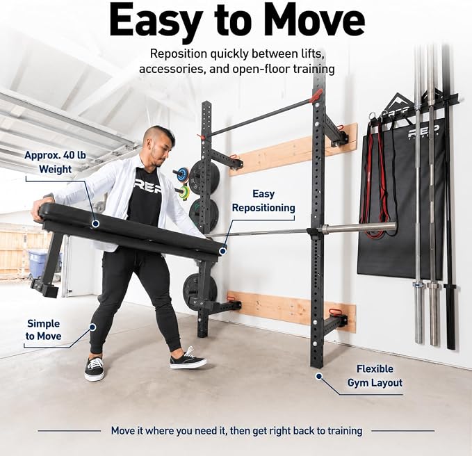 REP Fitness Flat Weight Bench, Heavy Duty Workout Bench For Home Gym, Folding Fitness Equipment For Strength Training, Adjustable Utility Platform For Dumbbells, Barbell, Lifting And Core Exercises