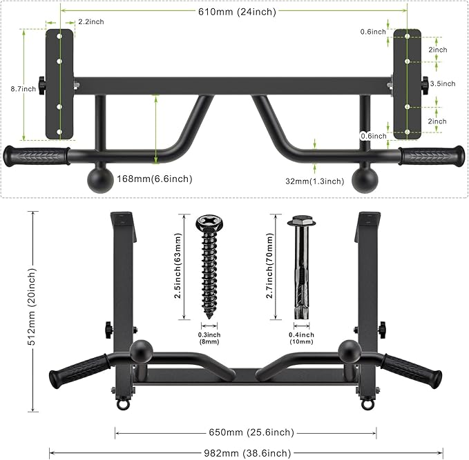SELEWARE Heavy Duty Welded Pull Up Bar Wall/Joist/Ceiling Mount Chin Up Bar | Multifunctional Pull-up Bars w/Resistance Band Hooks for Home Gym Strength Training, Sturdy Steel Construction Support 500 lb