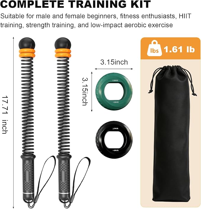 Weighted Ropeless Battle Ropes, Portable Cordless Rope for Home Gym | Grip Strengtheners&Poster, Adjustable Resistance, Non Slip Handle, Low-Noise, Heavy Duty Fitness Rope for HIIT Strength, 2PCS