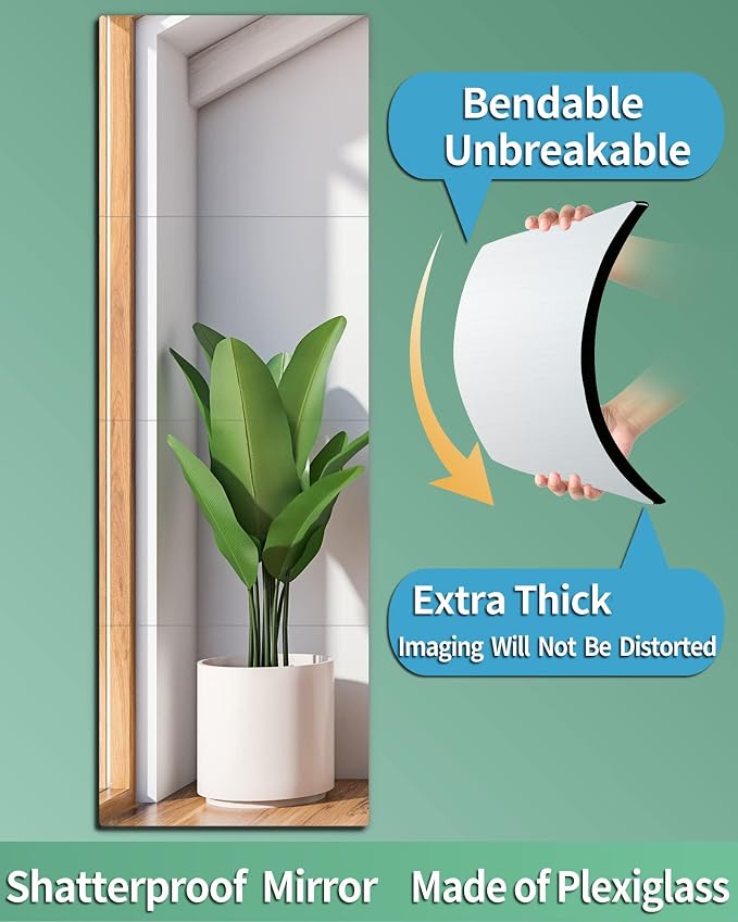Unbreakable Kids Mirror Tiles for Wall Decor, 1 PCS 8 x 8 Inches Toddler Mirror Full Length, Stick on Classroom Small Plastic Baby Mirrors, Shatterproof Home Gym Acrylic Door Mirrors for Bedroom