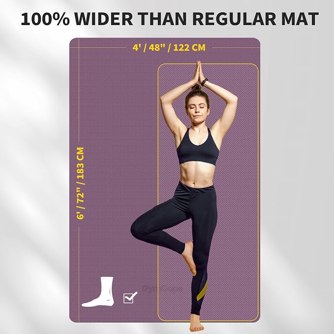 Extra Large Yoga Mat – 72"x48" or 78"x57", 1/4"–1/2" Thick Mat for Women & Men, TPE Non-Slip Pilates Mat for Home Gym, Yoga, Stretching, Meditation